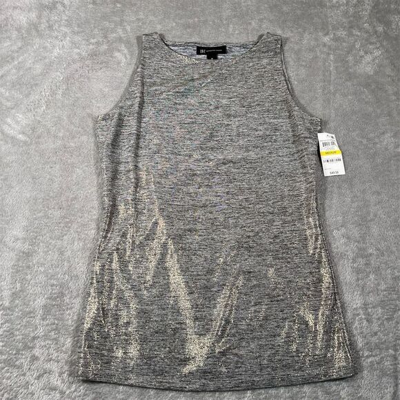 INC Women's Sleeveless Metallic Gray Scoop Neck Tank Top Size M NWT - Picture 1 of 9